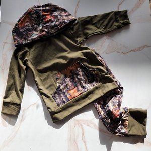 Forest Green & Camo Hoodie & Pant Boys Set